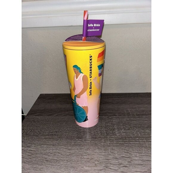 Starbucks Sofie Birkin 2024 Yellow Summer Graphic Stainless Steel Cup Tumbler - Picture 3 of 5